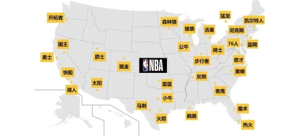 2025 NBA 常規賽球隊分布圖