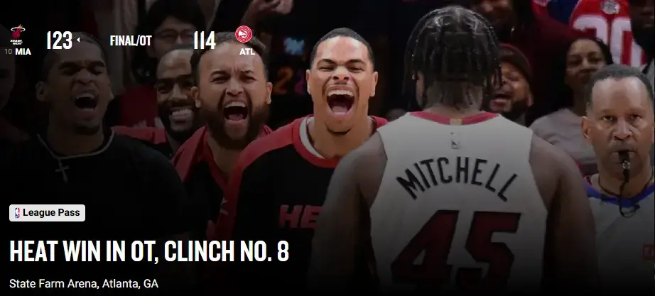 熱火獲得第八席位